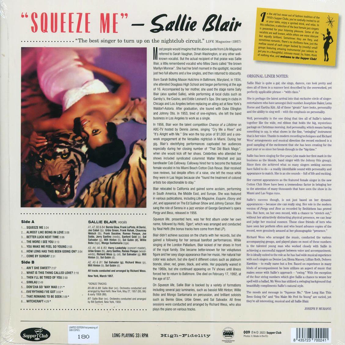 Sallie Blair - Squeeze Me (+4 bonus tracks) (ltd. ed.) (180g) Vinyl Record
