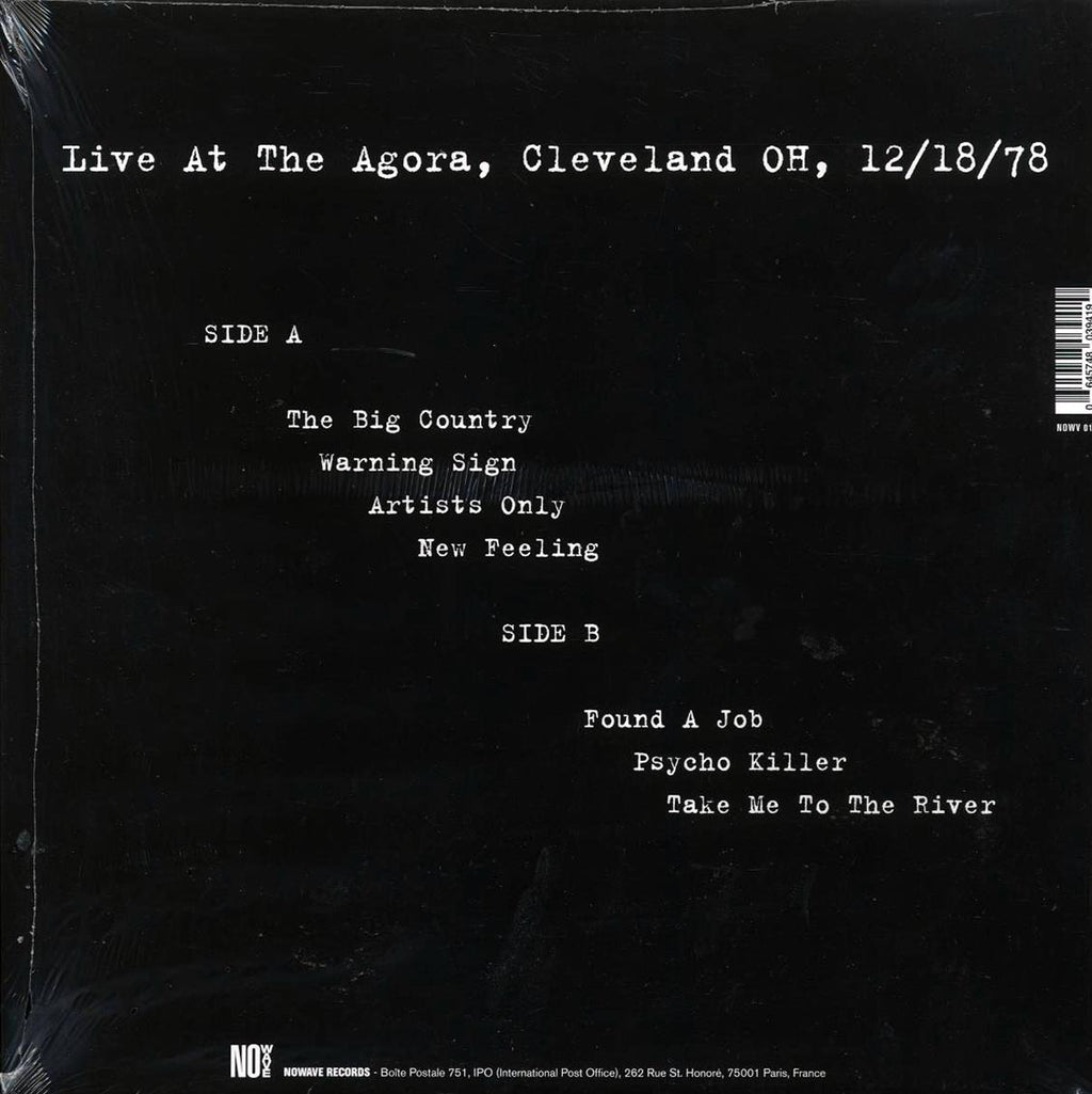 Talking Heads - Live At The Agora, Cleveland OH, 12/18/78 Vinyl Record