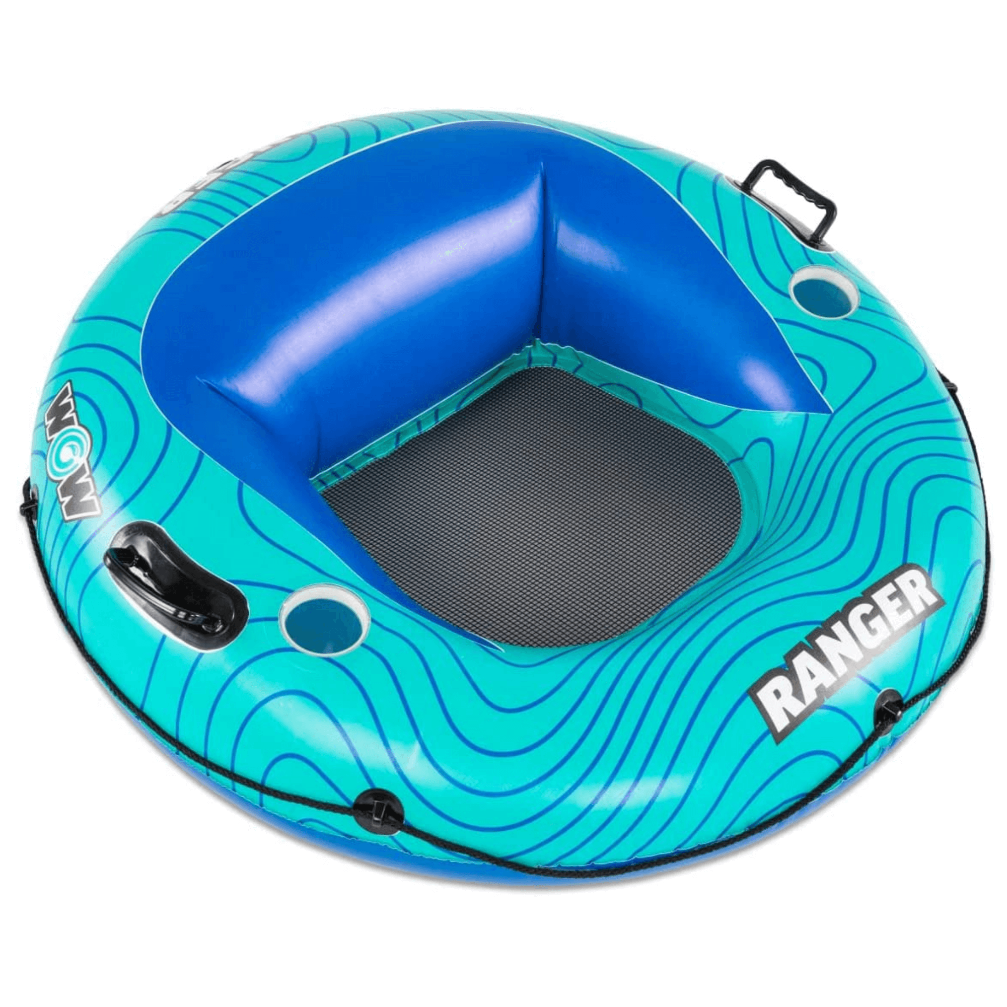 WOW Watersports Ranger 1-Person River Tube with Mesh Bottom and Cup Holder