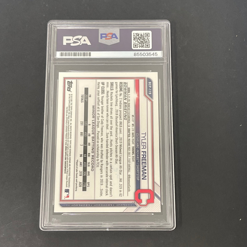 2021 Bowman Chrome Prospect #BCP-119 Tyler Freeman signed card PSA