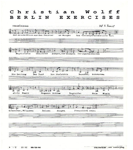 Wolff,christian - Berlin Exercises - Vinyl Record
