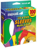 Maxell 190132 Cd/dvd Hd Paper Sleeves 100 Pk Clrs - Maxell 190132 Cd/dvd Hd Paper Sleeves 100 Pk Clrs