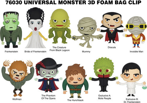 Universal Monsters - 3d Foam Bag Clip In Blind Bag - Universal Monsters - 3d Foam Bag Clip In Blind Bag - Collectibles