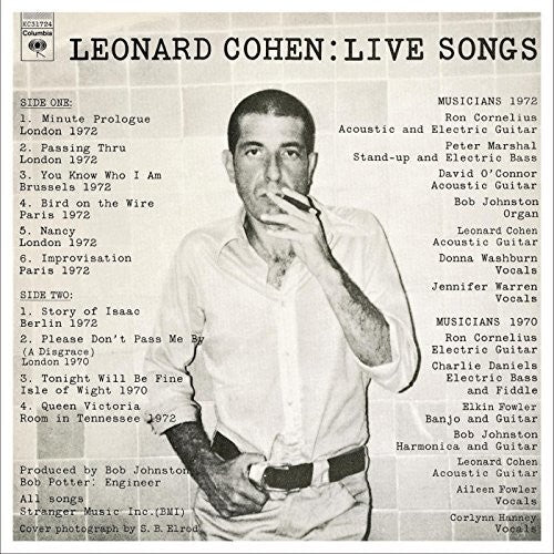 Cohen,leonard - Leonard Cohen: Live Songs - Vinyl Record