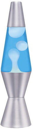 Lava Lamp Light Silver Base White and Blue 11.5"