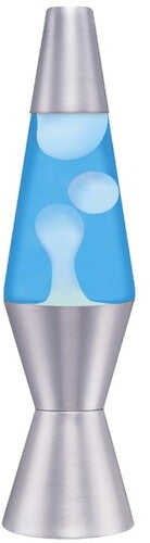 Lava Lamp Light Silver Base White and Blue 11.5"