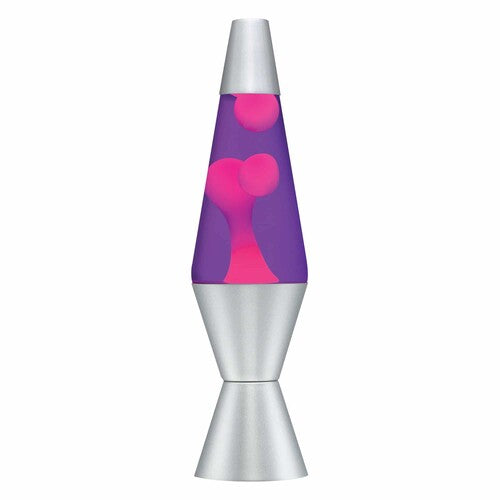 Lava lamp Light Silver Base Pink and Purple 14.5"