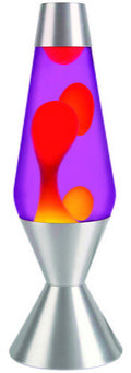 Lava Lamp Light Silver Base Purple Red and Yellow 16.3"