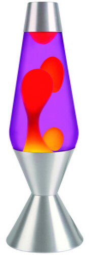 Lava Lamp Light Silver Base Purple Red and Yellow 16.3"