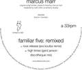 Marr,marcus - Familiar Five: Remixed - Vinyl Record