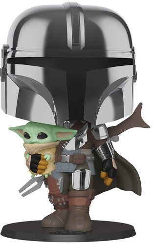 Funko Pop! Star Wars: - Mandalorian - Chrome Mandalorian W/ Child 10 - Collectibles