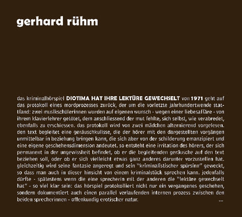 Ruhm,gerhard - Diotima Hat Ihre Lekture Gewechselt - Music CD