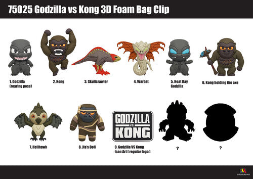 Godzilla Vs Kong 3d Foam Bag Clips - Godzilla Vs Kong 3d Foam Bag Clips - Collectibles