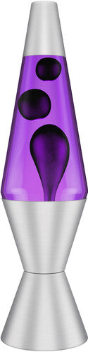 Lava Lamp Light Silver Base Black and Purple 14.5"