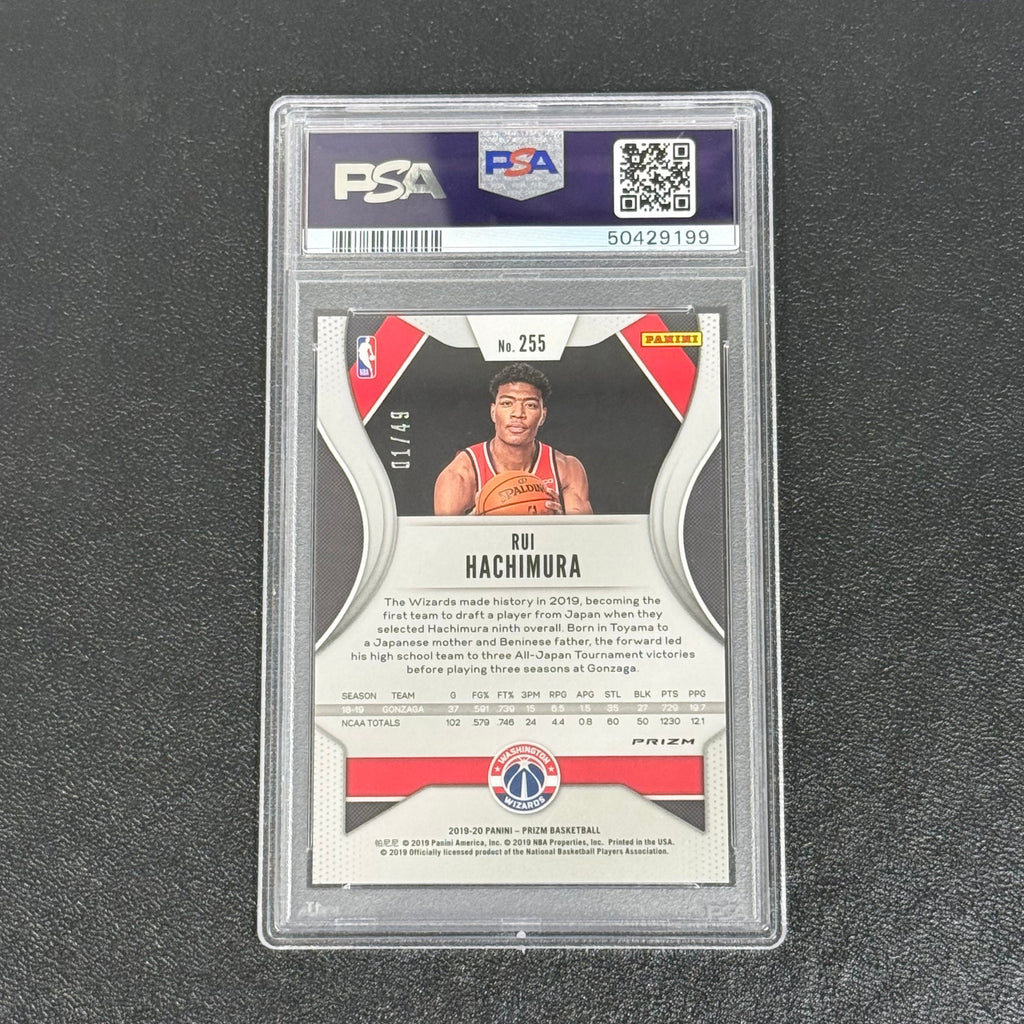 2019 Panini Prizm Orange#255 1/49 Rui Hachimura Signed Card PSA 10 Wizards