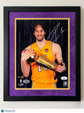 Pau Gasol Los Angeles Lakers Signed Basketball 8x10 Custom Framed Photo PSA