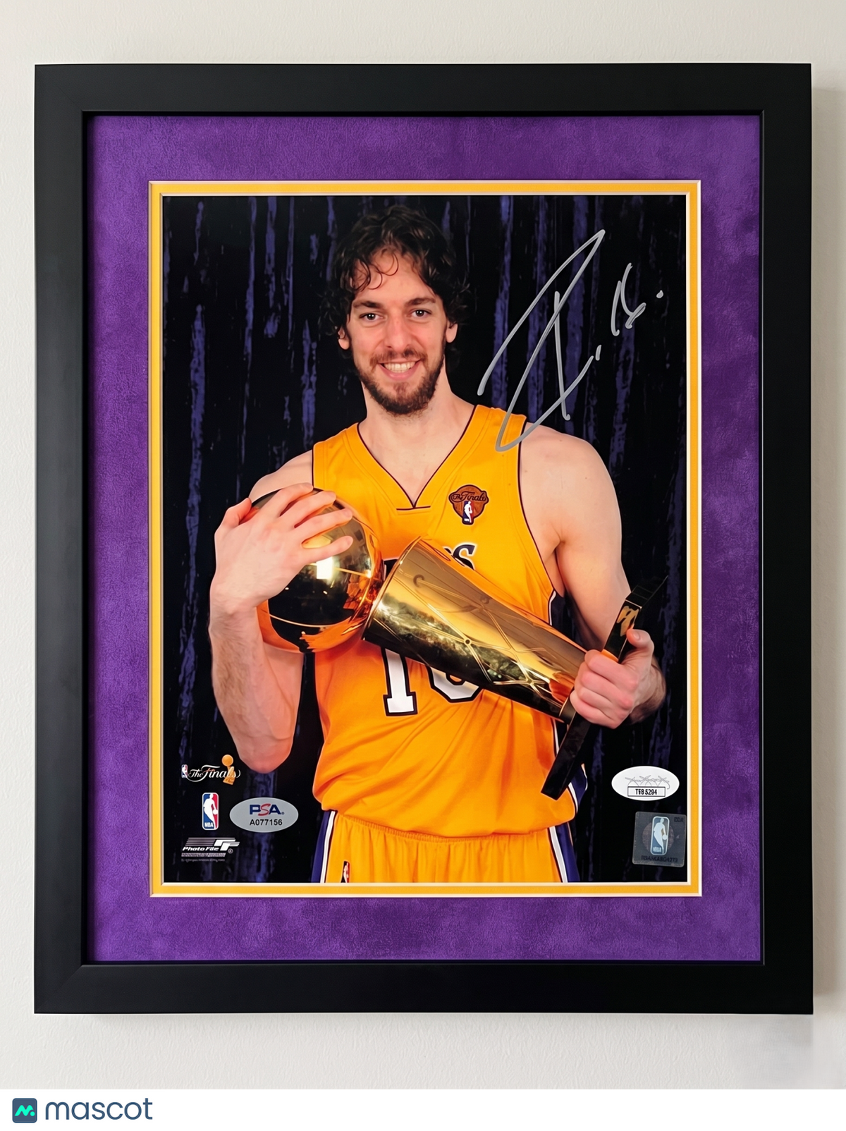 Pau Gasol Los Angeles Lakers Signed Basketball 8x10 Custom Framed Photo PSA