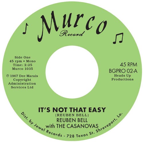 Bell,reuben / Casanovas - It's Not That Easy / Hummin A Sad Song - Vinyl Record