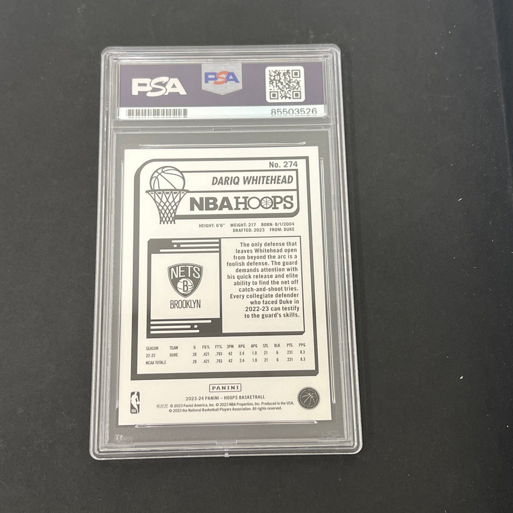 2023-2024 Panini NBA Hoops #274 Dariq Whitehead signed card PSA