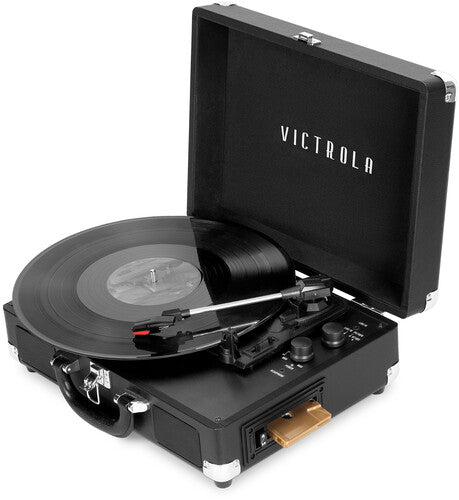Victrola Vsc-500btc-blk Vinyl Record Player Suitcase Turntable Cassette Tape Black