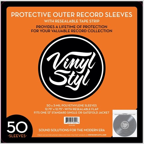 Vinyl Styl Vsp012 12in Lp Otr Sl W/flap 50 Cnt Clr - Vinyl Styl Vsp012 12in Lp Otr Sl W/flap 50 Cnt Clr - Bags/Sleeves