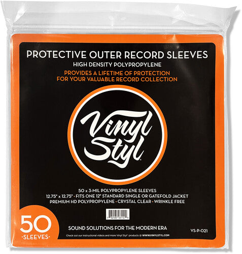 Vinyl Styl Vsp021 12in Lp Otr Slv 50 Cnt Crys Clr - Vinyl Styl Vsp021 12in Lp Otr Slv 50 Cnt Crys Clr - Bags/Sleeves
