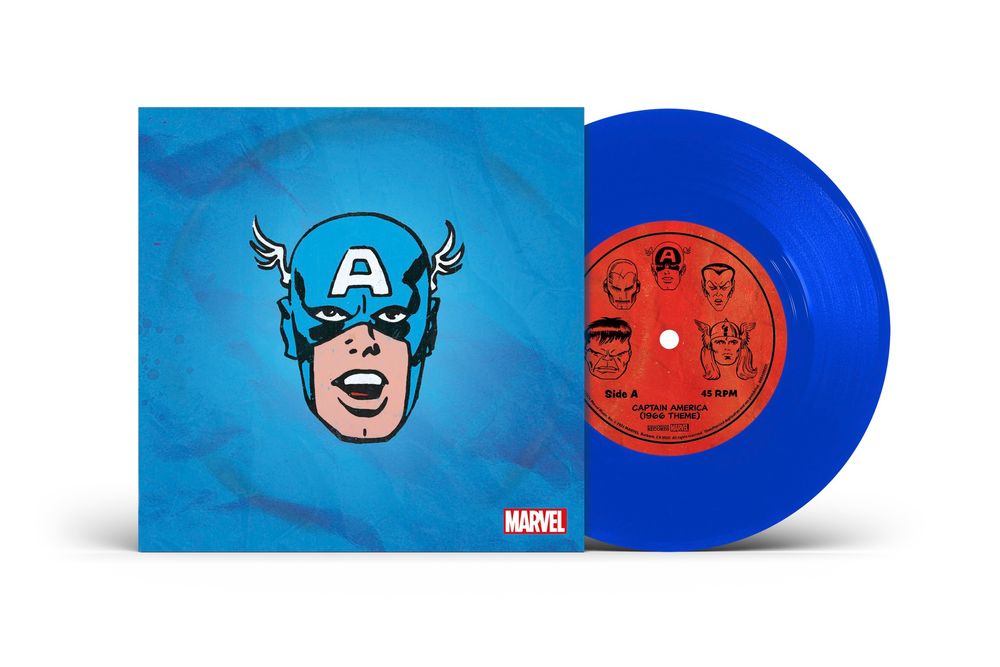 Pre-Order: Marvel Chorus - Merry Marvel Marching Society (1966 Theme) [Captain America Translucent Blue 7" Single] Vinyl Record