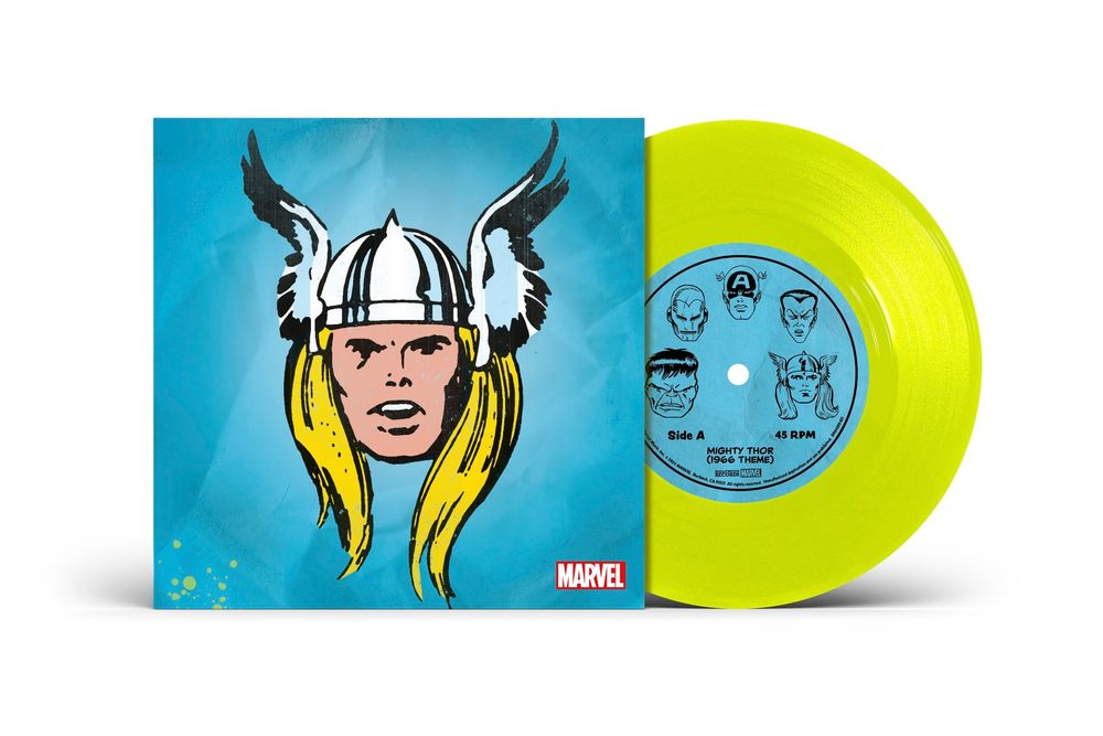 Pre-Order: Marvel Chorus - Merry Marvel Marching Society (1966 Theme) [Mighty Thor Translucent Yellow 7" Single] Vinyl Record