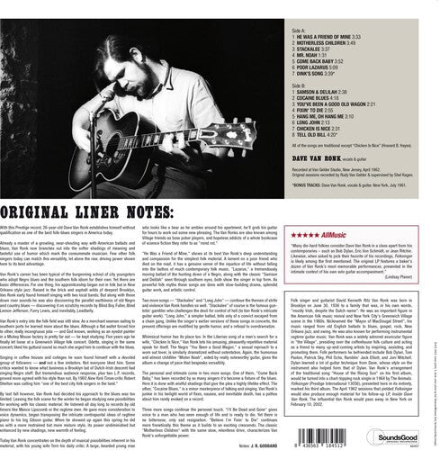 Dave Van Ronk - Folksinger - Limited 180-Gram Vinyl with Bonus Tracks