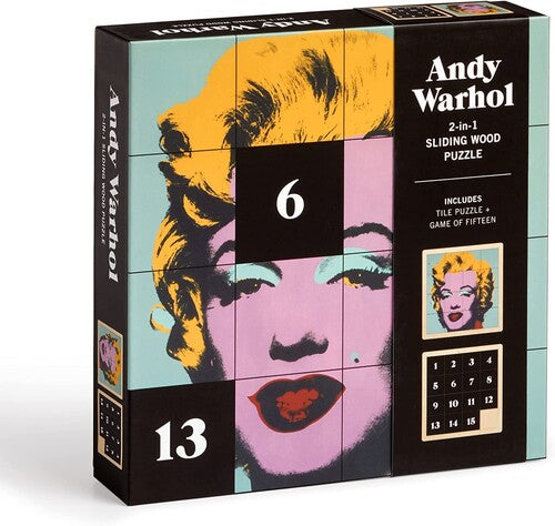 Galison - Andy Warhol Marilyn 2 In 1 Sliding Wood Tile - Games