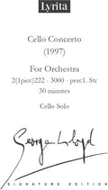 Lloyd,george - Cello Concerto Cello Score - Special Products