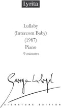 Lloyd,george - Lullaby (intercom Baby) For Solo Piano - Special Products