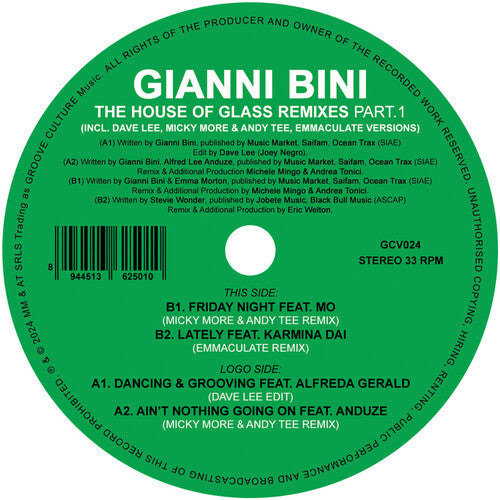 Bini,gianni - House Of Glass Remixes Pt. 1 - Vinyl Record