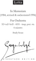 Lloyd,george - In Memoriam For Orchestra - Study Score - Special Products