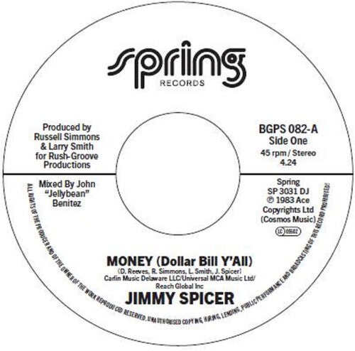 Spicer,jimmy - Money (dollar Bill Y'all) / Instrumental Version - Vinyl Record