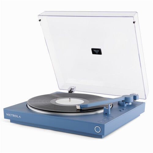 Victrola Vpt800blu Automatic Bluetooth Turntable Record Player Blue