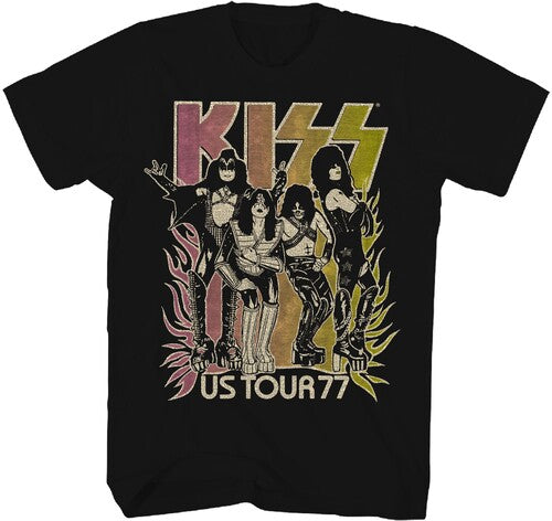 Kiss Us Tour 77 Gradient Tshirt Xl Blk 38101101a4 - Kiss Us Tour 77 Gradient Tshirt Xl Blk 38101101a4 - Apparel