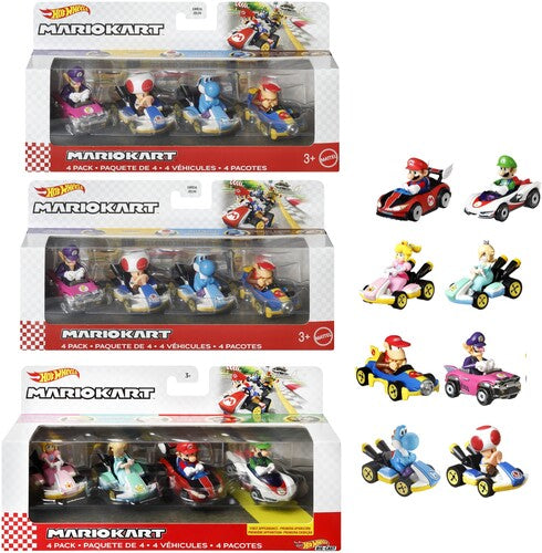 Hot Wheels Monster Trucks - Hot Wheels Mario Kart 4 Pack 3 Piece W Asrt - Collectibles