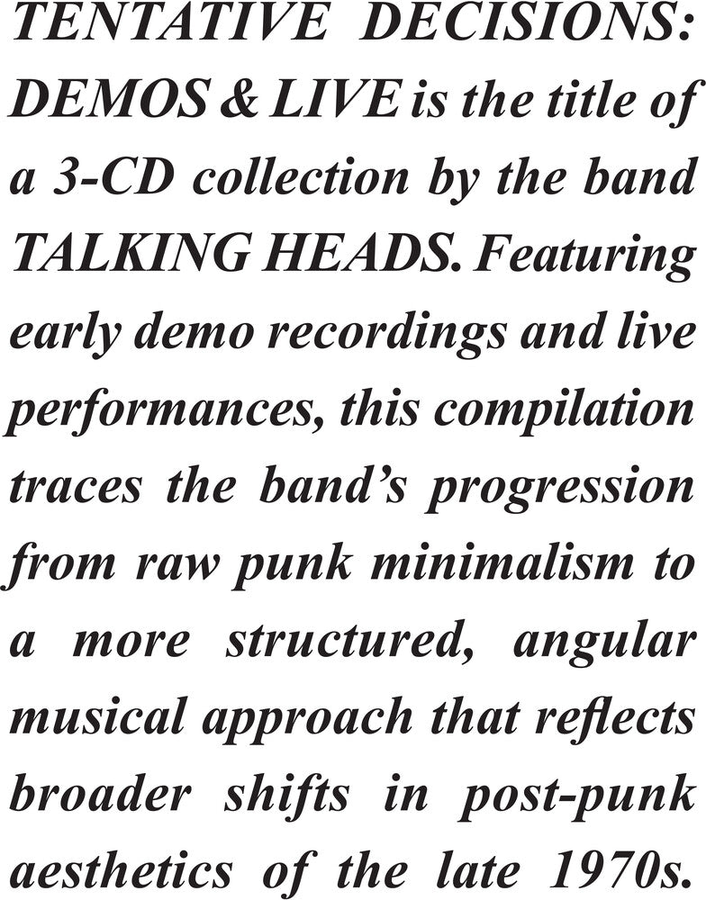 Talking Heads - Tentative Decisions: Demos & Live (Digb) [CD]