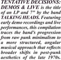 Talking Heads - Tentative Decisions: Demos & Live [LP]