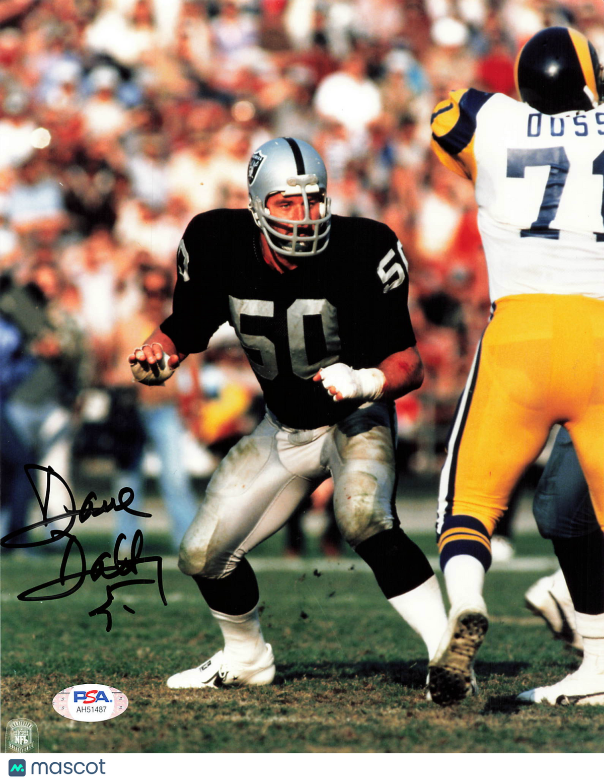 Dave Dalby Signed Oakland Raiders Football 8x10 Photo PSA Autographed