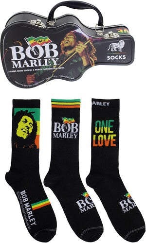 Perri's Bob Marley Socks 3 Pack Guitar Shape Tin - Perri's Bob Marley Socks 3 Pack Guitar Shape Tin - Apparel