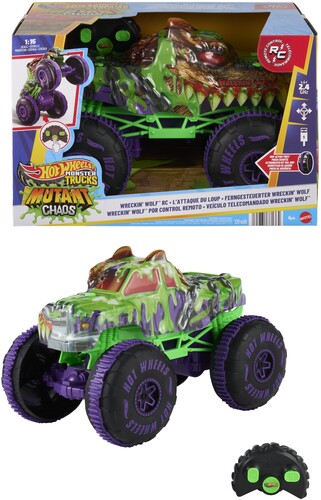 Hot Wheels - Hw Monster Truck Rc 1:15 Mutant Chaos Wreckin Wolf - Collectibles