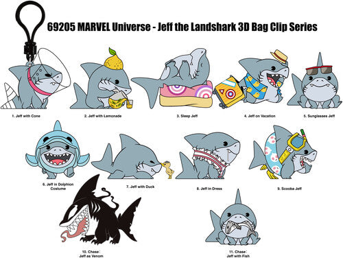 Jeff The Land Shark 3d Foam Bag Clip 24pc Blind Ba - Jeff The Land Shark 3d Foam Bag Clip 24pc Blind Ba - Collectibles