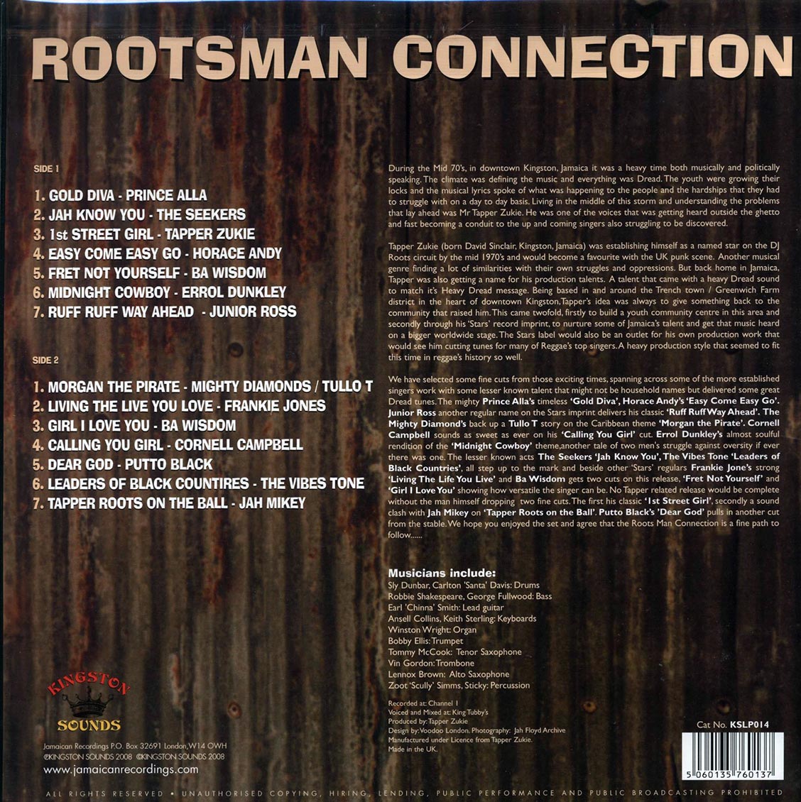 Tappa Zukie, Prince Alla, Etc. - Rootsman Connection (180g) Vinyl Record