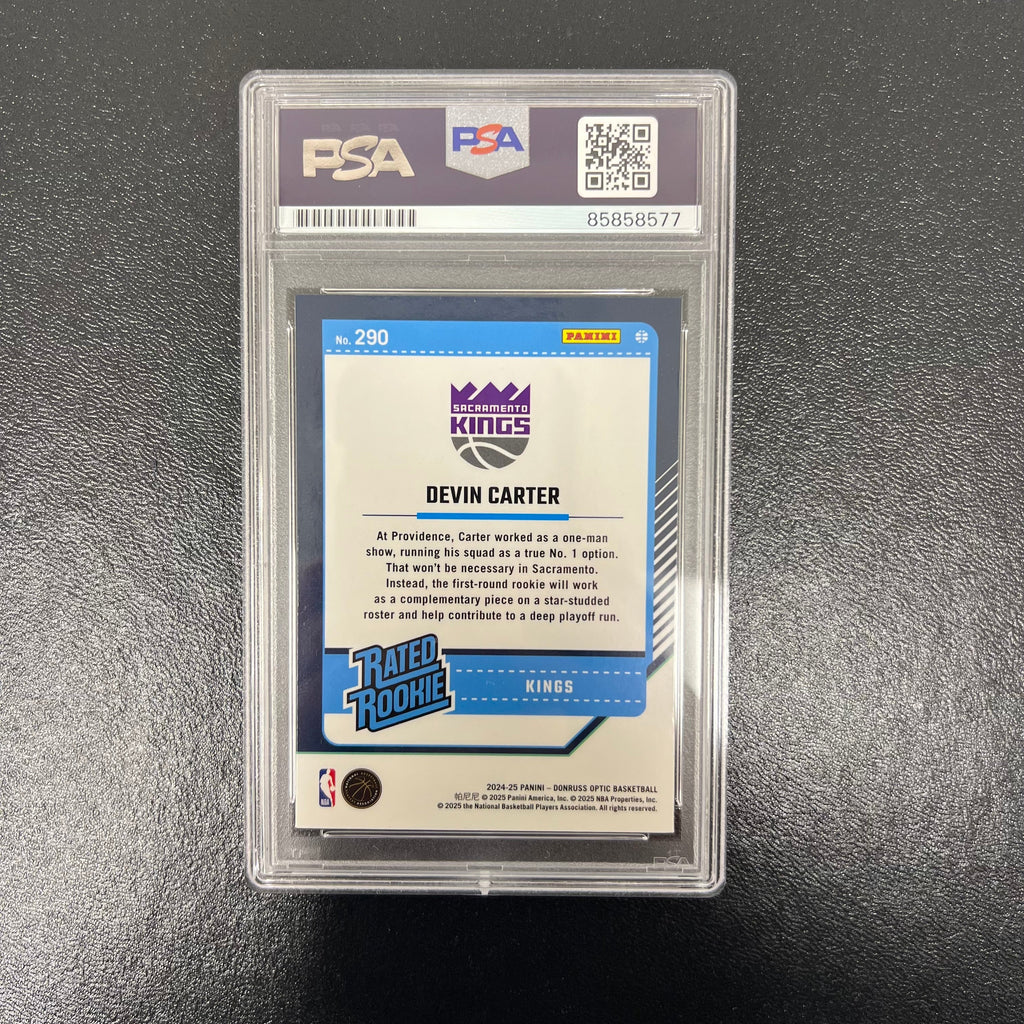2024-25 Panini Donruss Optic#290 Devin Carter Signed Card PSA Sacramento Kings