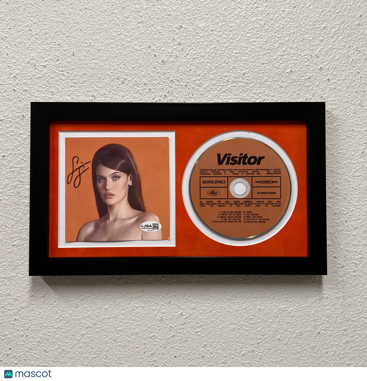 Sienna Spiro Signed Visitor Framed Display CD Insert JSA Autographed