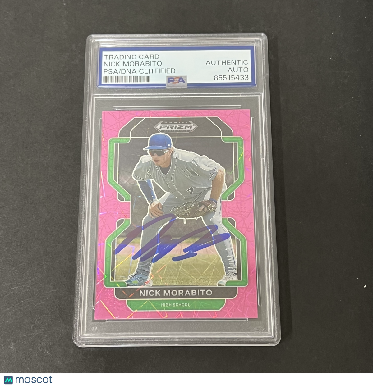 2022 Panini Prizm Draft Picks Pink Velocity #PDP75 Nick Morabito signed card PSA