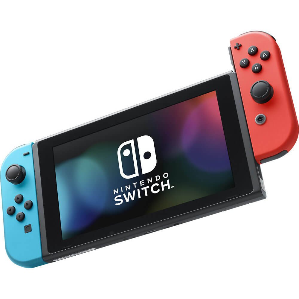 Nintendo Switch with Neon Blue and Neon Red Joy-Con Handheld Gaming Console