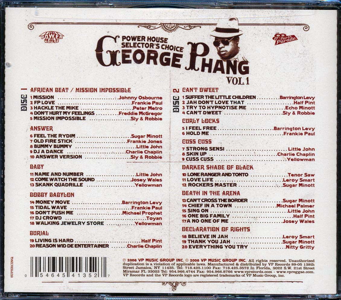 Various - Power House Selector's Choice George Phang Volume 1 (40 tracks) (2xCD) Music CD